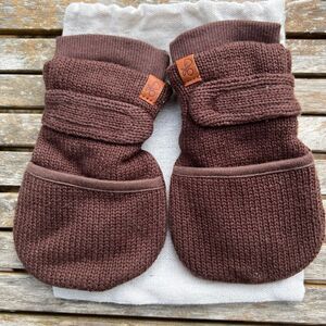 NEW Goumi Kids Hide Knit Baby Mitts 3-6 mo Organic Cotton Brown Fall Gloves